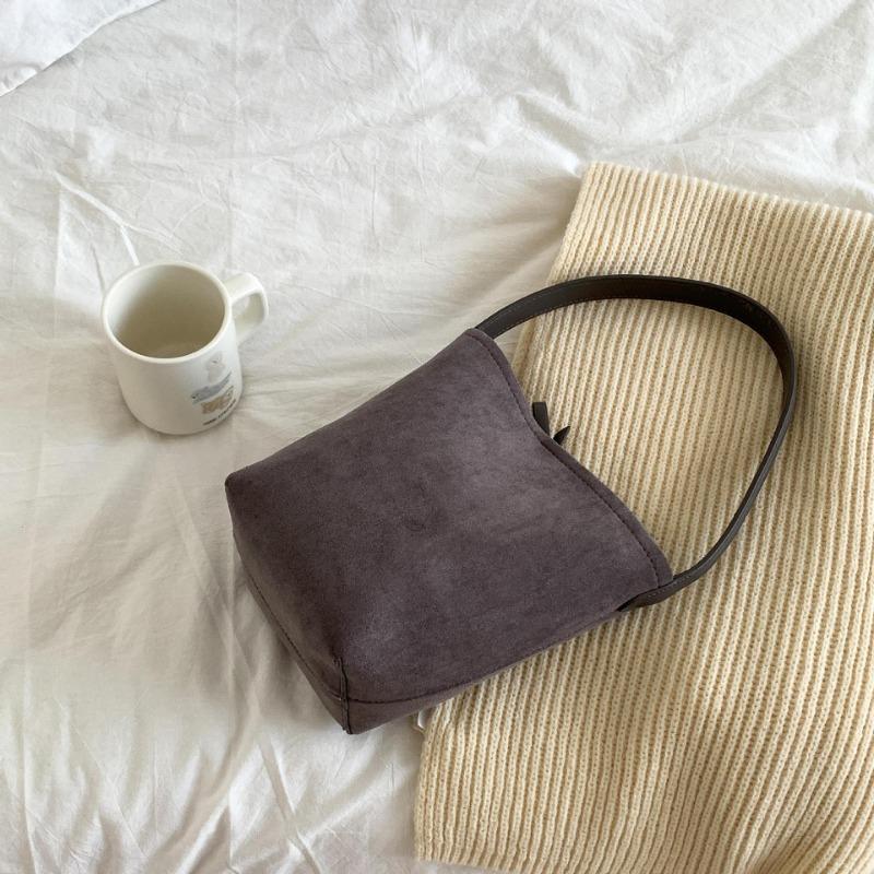 

Ретро цилиндрическая замшевая сумка осень-зима новая большая сумка-ведро женская модная замшевая на плечо подмышку серый