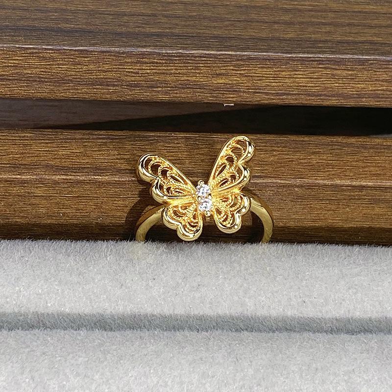 Medieval Butterfly Series Open Ring Niche Light Luxury High Sense Personalized Retro Ring Woman