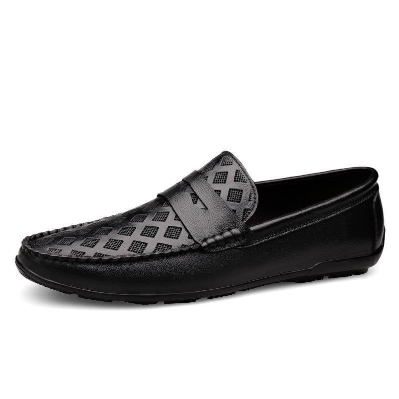 Men’s Large Slip-on Leather Loafers: Casual & Formal Cross-border Driving Shoes 40 чёрный