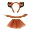 Kid Lion Tail with Lion Ear Headband Nose Gloves Skirt Bowtie Halloween Animal Costume Accessories for Boy Girl Cosplay