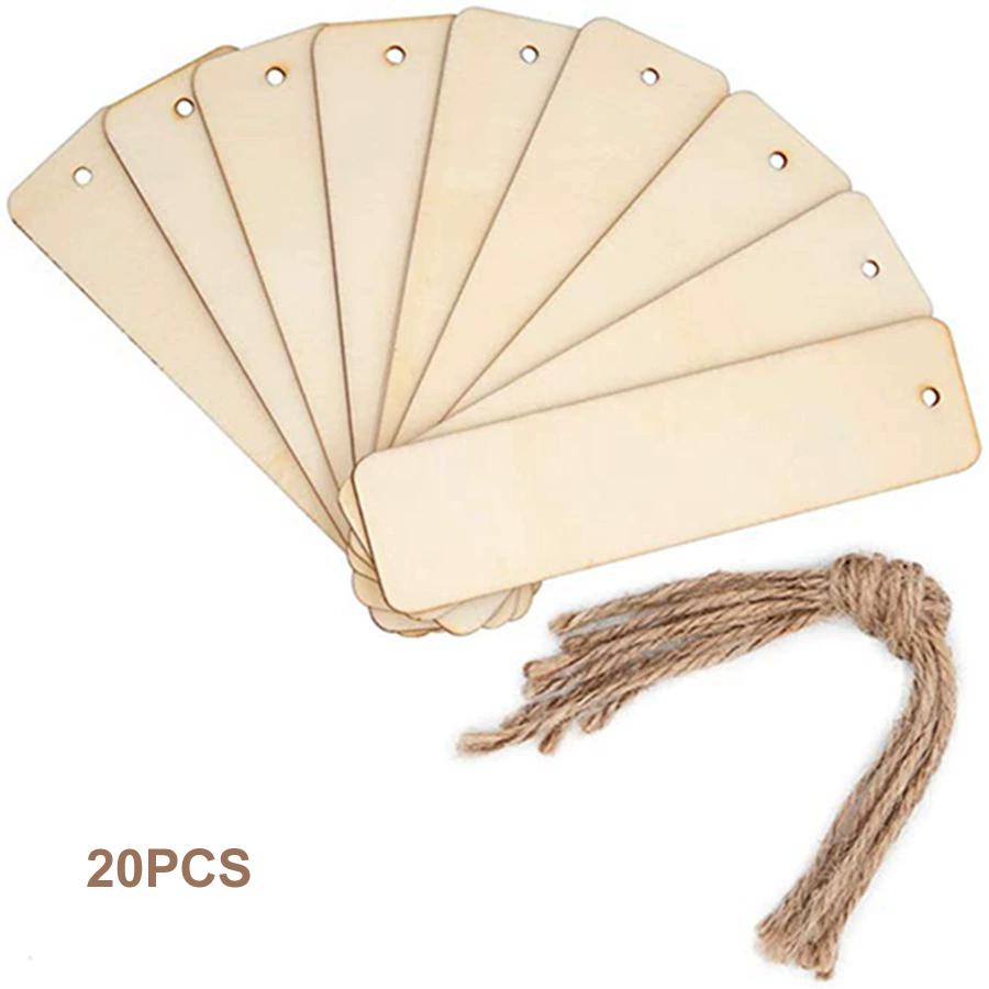 

20/36pcs Wood Bookmark Bulk Blank Hanging Label Wooden Bookmarks Sign Unfinished Label Ornaments With Tassel Ropes DIY Crafts