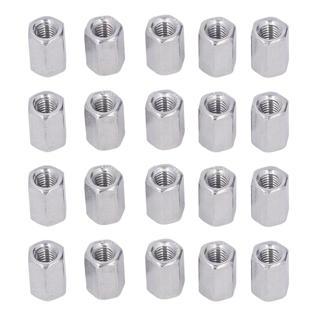 20Pcs Hex Coupling Nut Set Connector 304 Stainless Steel Industrial Fastener M6x1.0 10 L15mm