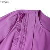 ZANZEA Muslim Casual Round Neck Long Sleeve Women Dresses