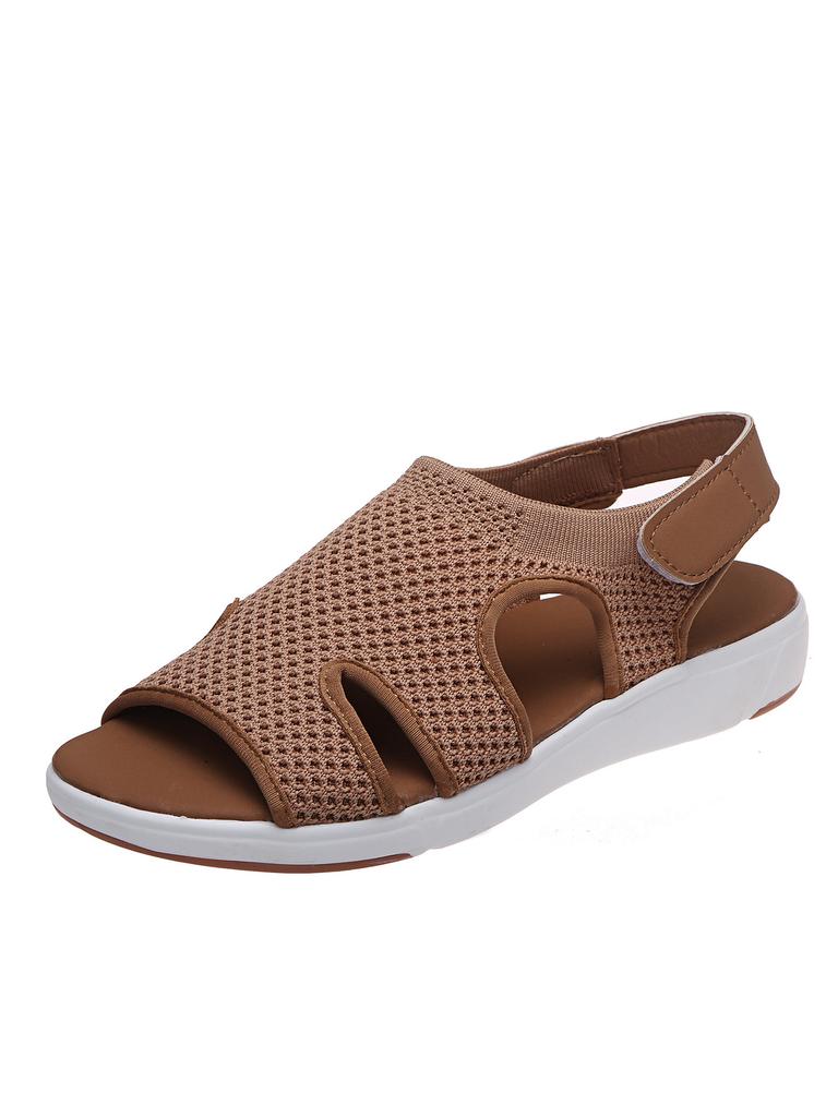 Sommer Neue Damen Sandalen Große Größe Atmungsaktiv Elastisch Flacher Boden Lässige Damenschuhe