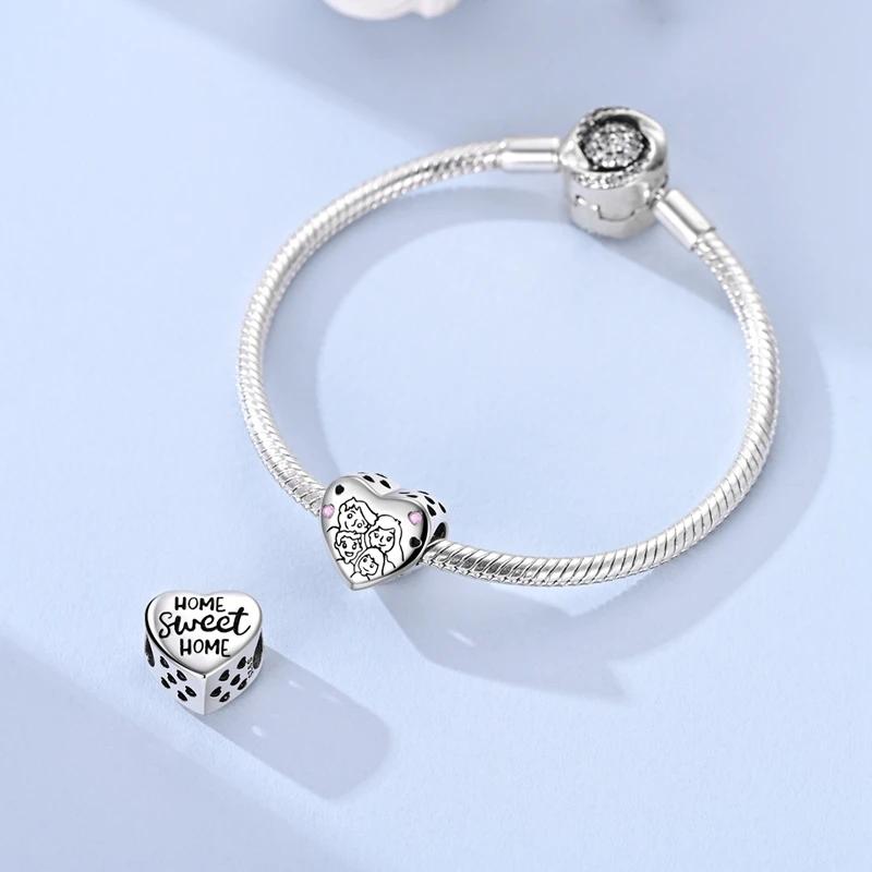 Original Charms Copper Plated Warm Family Heart-Shaped Beads Fit Bracelets For Women Jewelry Making Diy Fine Gifts