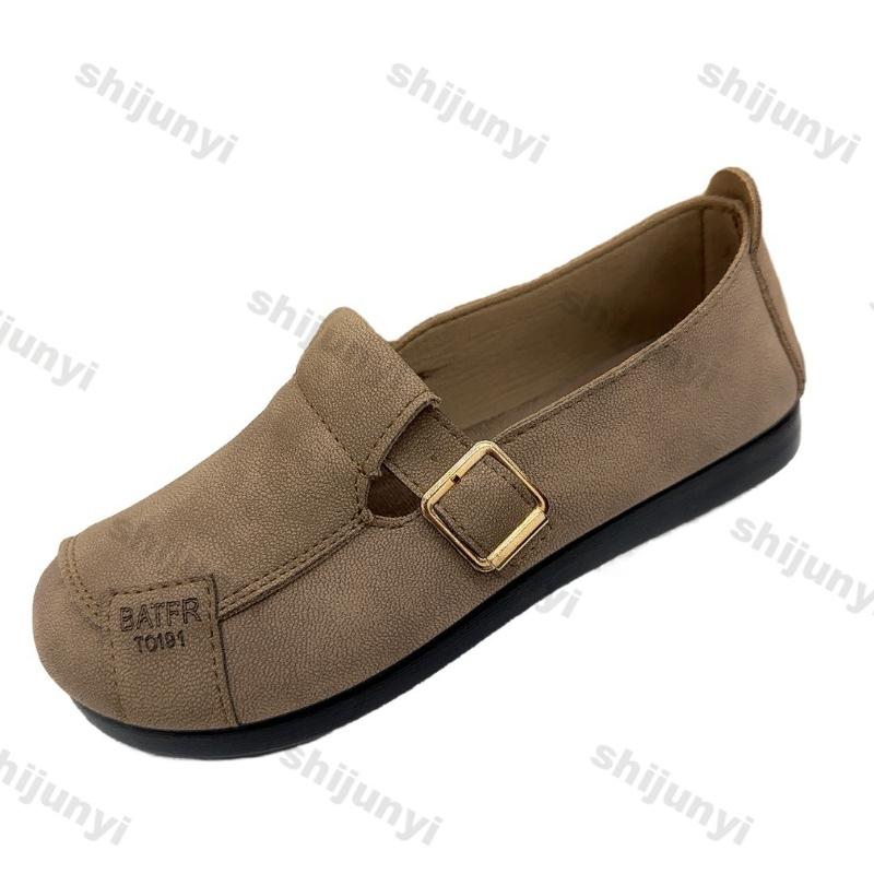 Fashion Women's Loafers 2025 Spring Autumn Soft Sole Fashion Buckle Strap Comfortable Casual Shoes Vintage Luxury Non Slip Casual Shoes