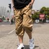 Summer multi-pocket shorts, pure cotton cropped pants, men's tied feet and wide-leg 7-point overalls, plus fat plus size men's breeches
