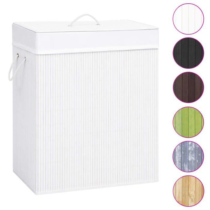VidaXL Panier à linge avec 2 sections bambou blanc 100 L 320744