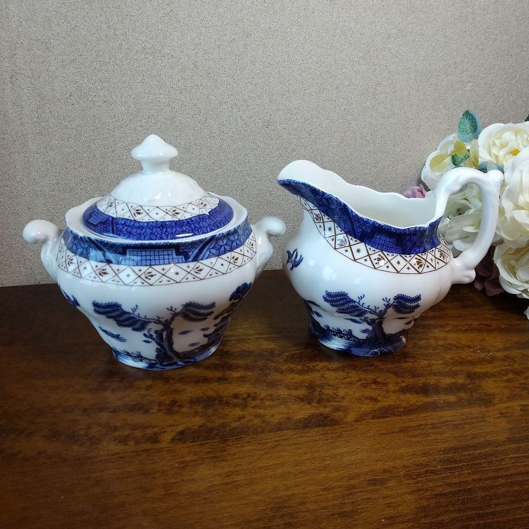 Royal Doulton Booths Real Old Willow Creamer Sugar Bowl Set UK Used