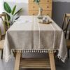Tablecloth Gray Tassel Dustproof Dining Table Cloth Rectangular Household Cotton And Linen Table Mat