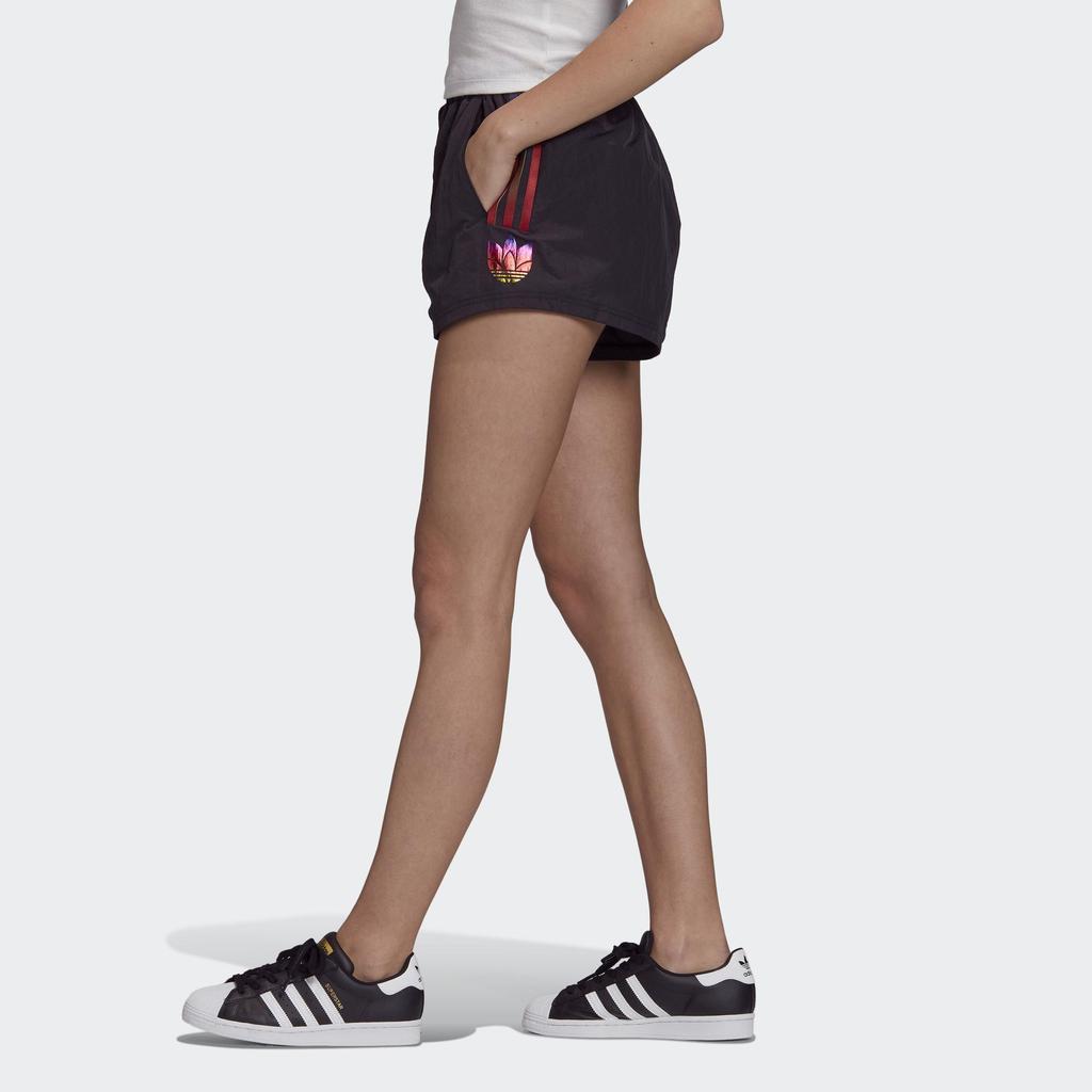 Adidas Originals Logo Print Elastic Waist Casual Shorts Women Bottoms Black GD3970