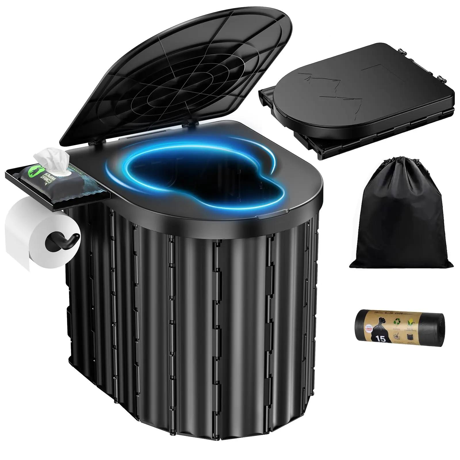 

Upgrade 15 toilet Portable Toilet Portable Travel Floding Toilet With Lid and Paper Holder for Car,Hiking,Beach and Camping чёрный