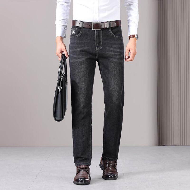 Yiliteng Men's Thickened & Fleece-Lined Straight-Leg Jeans