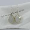 White Druzy Earrings, Solid 925 Sterling Silver Earrings, Oval Druzy Earrings, Gift for Friend, Handmade Earrings For Women