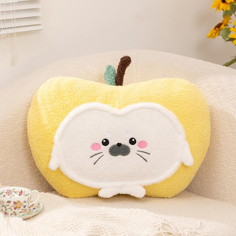 Kreatives Siegel Apfel Umarmungskissen Cartoon Apfel und Käfer Plüschtiere Gefülltes Weiches Umarmbares Kissen Kinder Weihnachtsgeburtstagsgeschenk 45-50cm