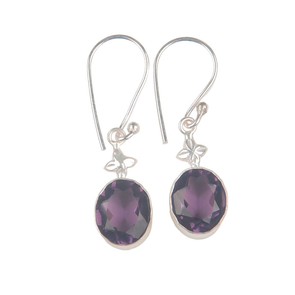 Natural African Amethyst Gemstone 925 Sterling Silver Pretty Jewelry Earrings EE-6-7