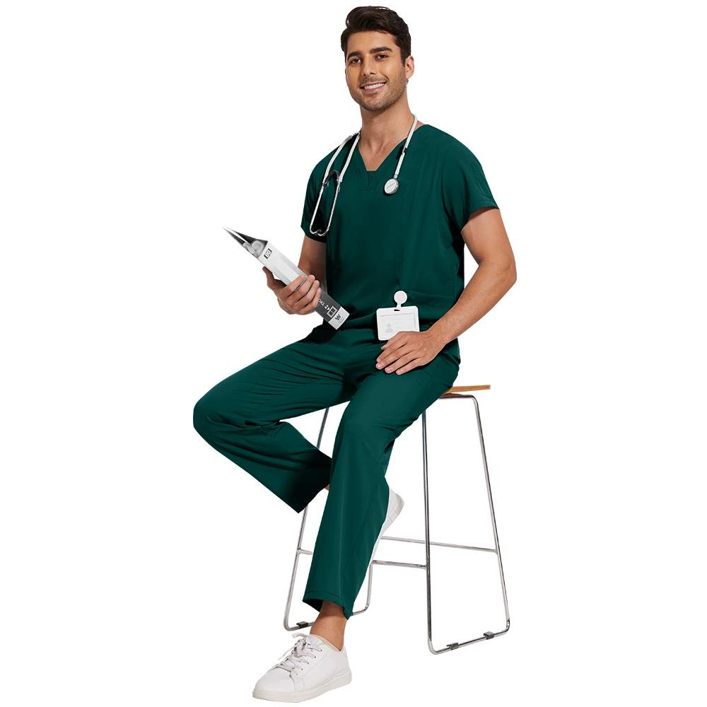 Herren Einfarbig Schnelltrocknend Dünn Lässig und Bequem Kurzärmelige Hose Waschen Kleidung Anzug Arbeitsuniform Mattierter Anzug