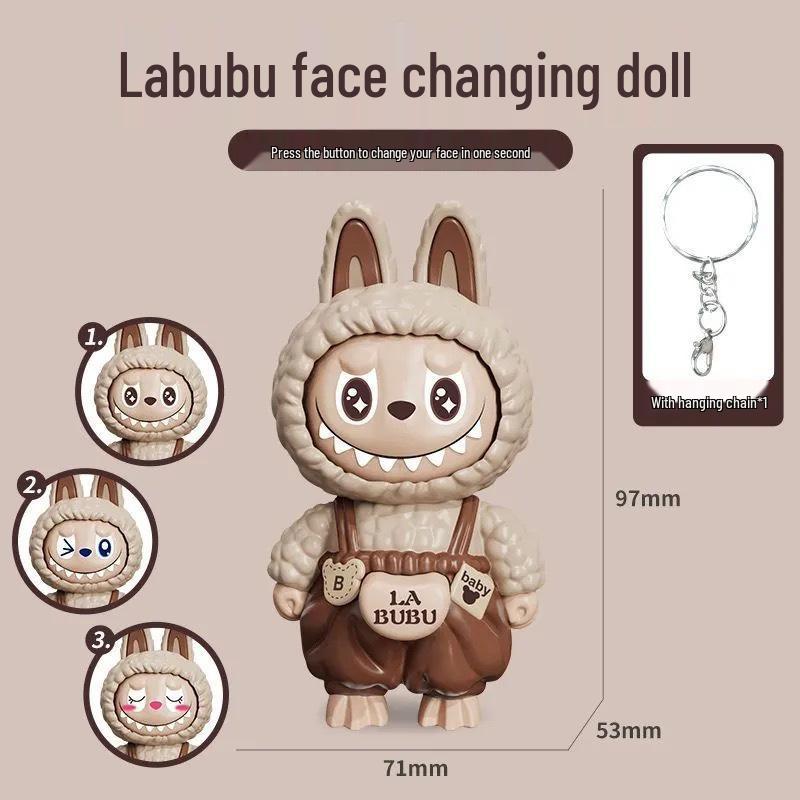 La Bu Face-Changing Doll Keychain: Trendy Cartoon Gift & Creative Decompression Toy Pendant