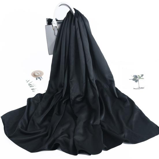 Women Scarf Solid Color Matte Autumn Winter Smooth Long Turban Shawl for Daily Wear
