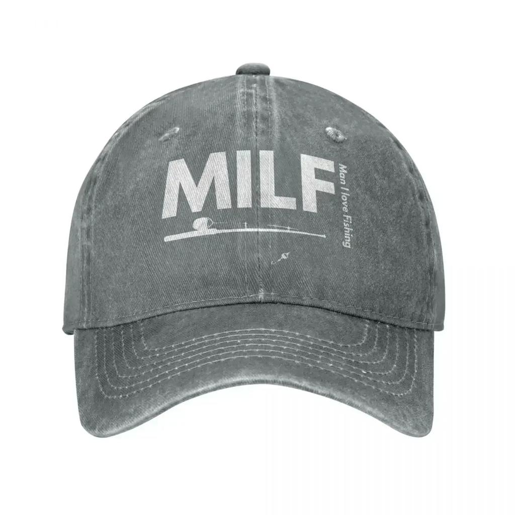 Mann Ich Liebe Angeln MILF Baseballkappen Klassische Abgenutzte Baumwolle Sonnenschirmkappe Unisex Outdoor Alle Jahreszeiten Reisekappen Hut