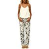 Women's Sleeveless Backless Top and Elastic Waist Pants Set, Color Loungewear