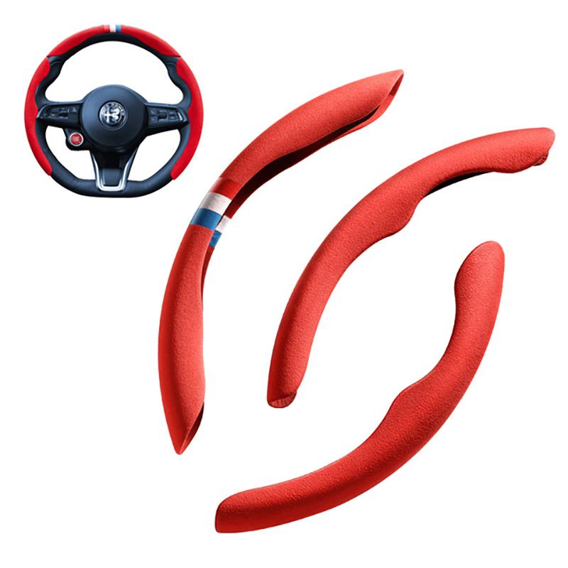 YAQG2 Car Steering Wheel Cover Segment Steering Wheel Protection Cover For Alfa Romeo Giulia Stelvio Interior Styling Car Accessories