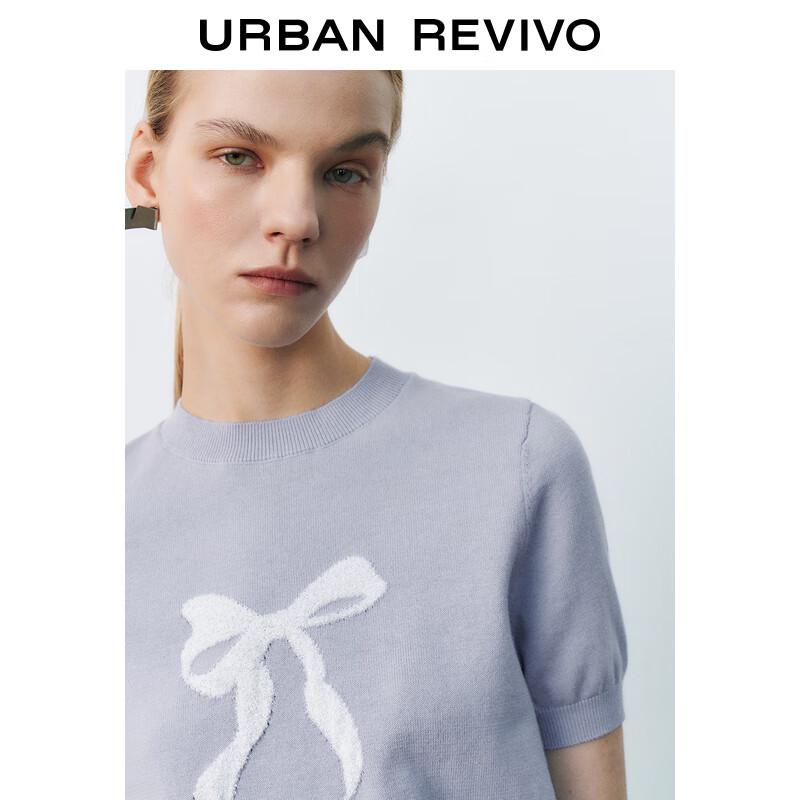 UR Women's Short Sleeve Knit Top with Contrast Bow