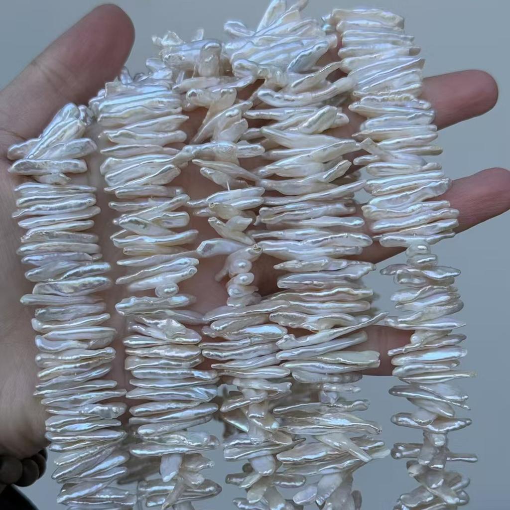 1 Ficelle, Perles d'Eau Douce Naturelles Blanches, Perles Baroque à Trou Horizontal, pour la Fabrication de Colliers, Bracelets, Bijoux Artisanaux, Longueur 36 Cm