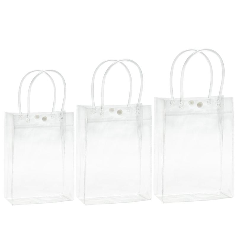 Clear PVC Gift Bag with Handle,Small Transparnt Gift Wrap Bag,Clear Toted Bag Reusabled Shopping Bag for Merchandise