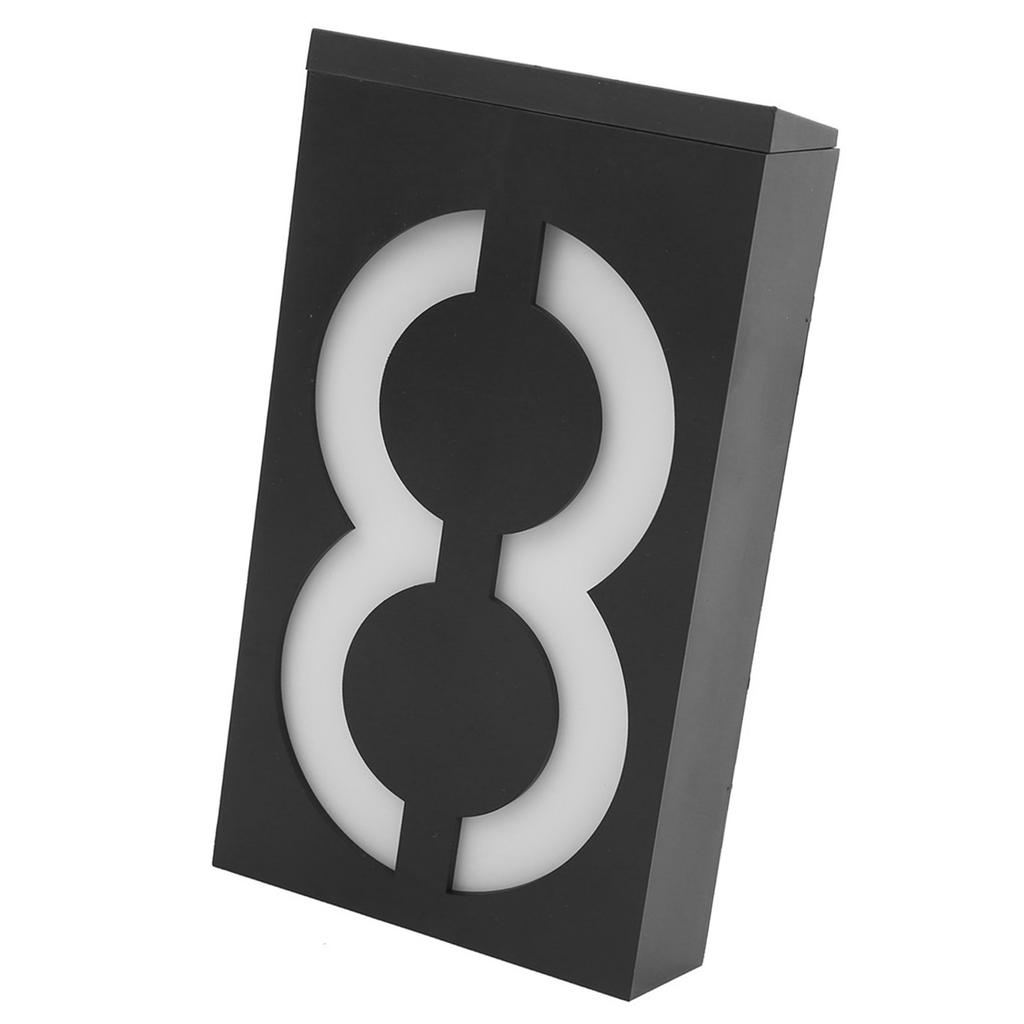 Outdoor Solar Power LED Number Sign Light House Hotel Store Door Address Lights Plate(Numero 8 )