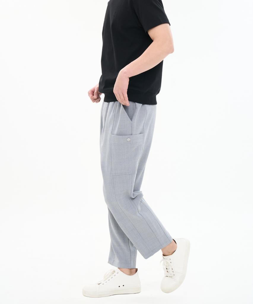 CUSTOMUS Men'S Summer Loose Fit Elastic Waist Pants Poly-Spandex Wrinkle-Free Pants Cxs26Mwpt313 Bla