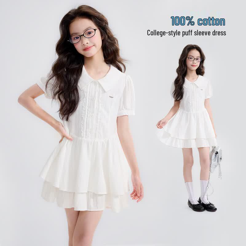 

Girls Pure Cotton Polo Collar Cake Dress 160