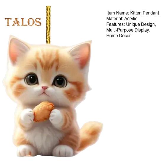 Cat Pendant Car Rearview Mirror Charm Acrylic Kitten Car Interior Decoration Christmas Tree Hanging Decoration for Home Window