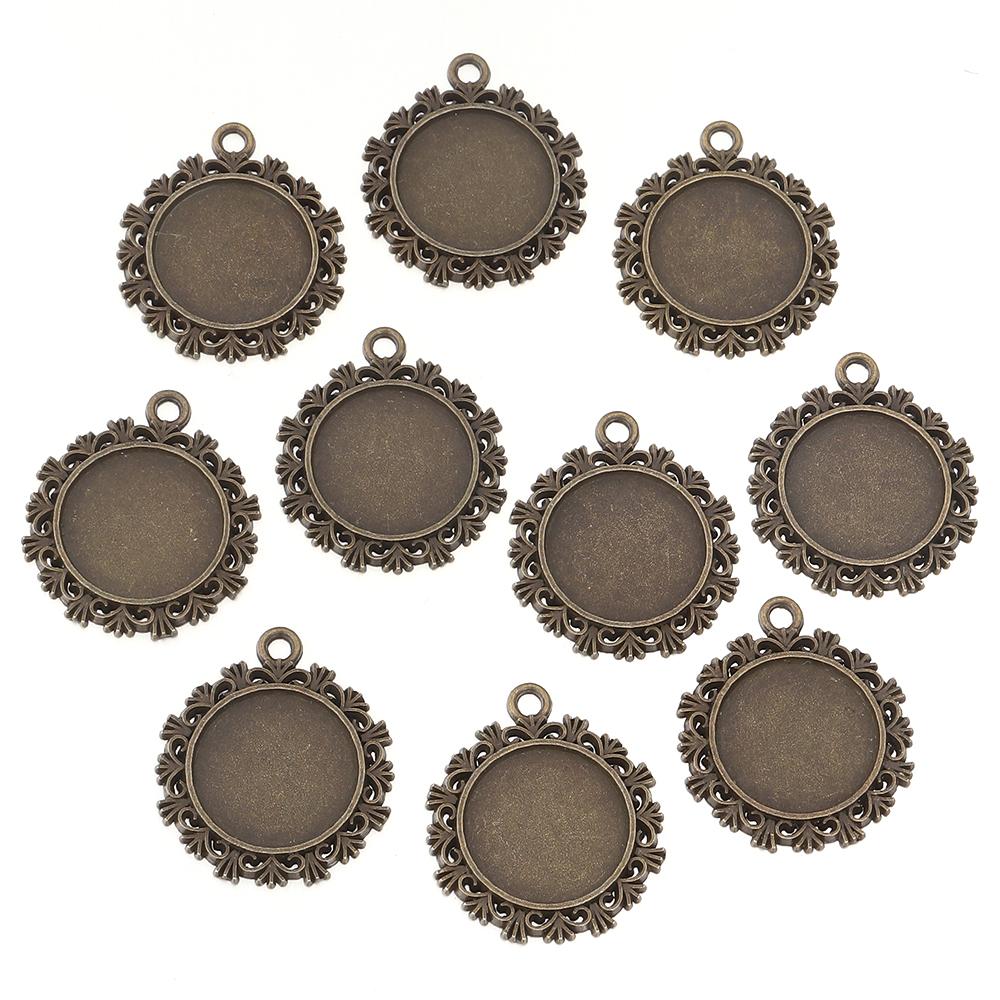 5-10pcs/lot Vintage Necklace Pendant Setting Cabochon Base Tray Bezel Blank For Pendants Cabochons Jewelry Making Accessories