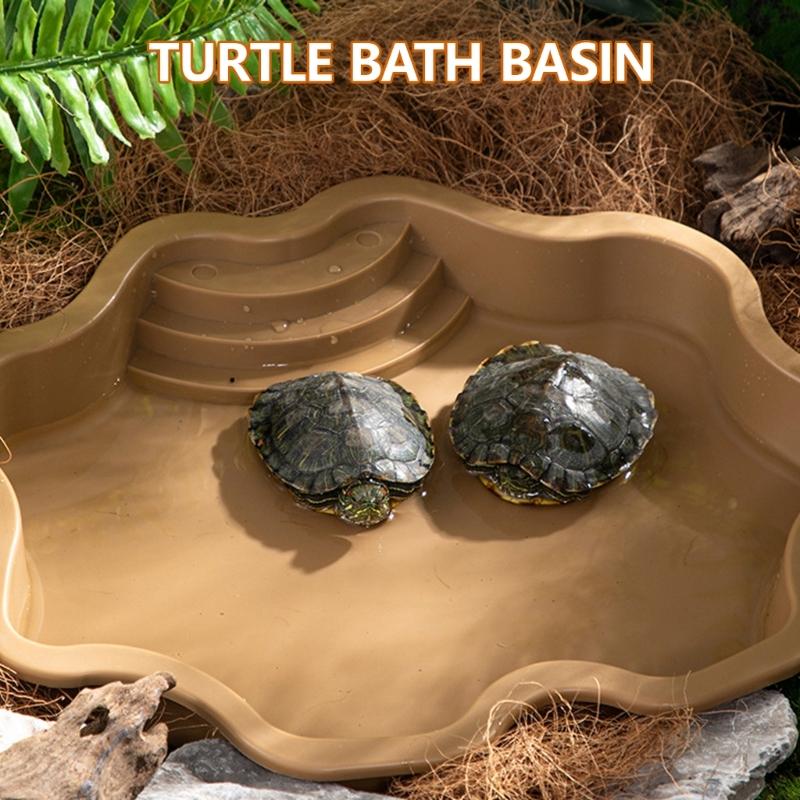 Turtles Basking Platform Reptiles Water Tray Reptiles Feeding Bowl Turtles Bath for Turtles, Lizards, Amphibians