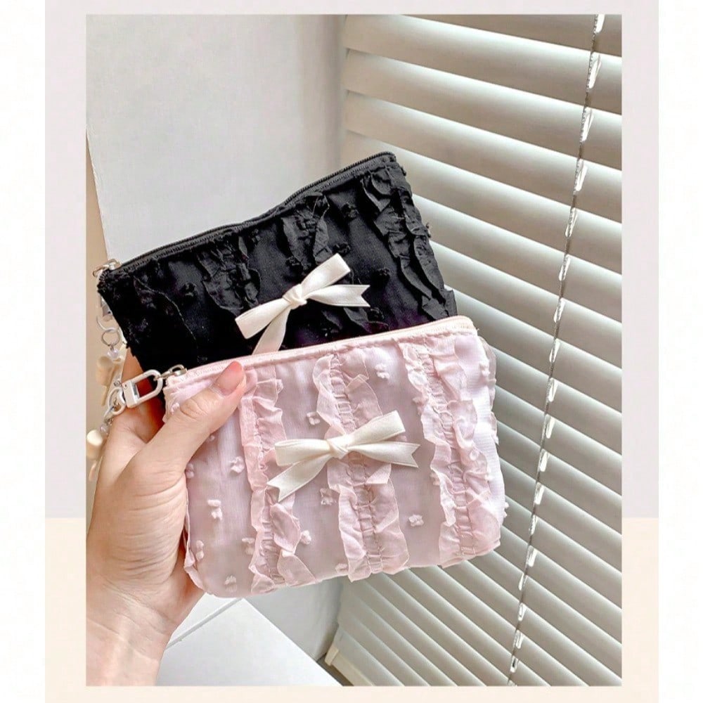 Cosmetic Bag Lace Bow Change Bag Clutch Bag Women's Storage Bag