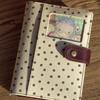 Polka Dot Cute Canvas Notebook Retro Design Snap Closure Cartoon Photo Insert for Coffee Shop Casual Writing