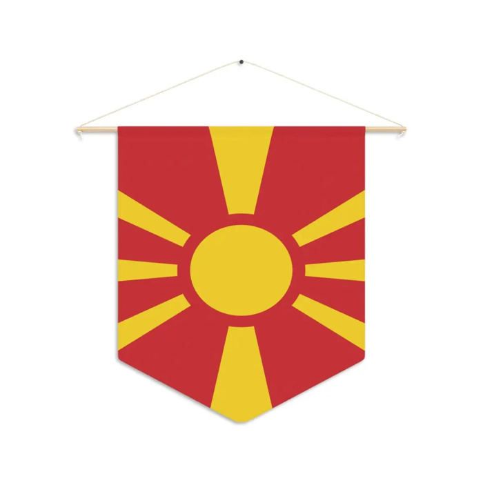 Drapeau - Macédoine Du Nord - 30 X 45 Cm - Polyester - Impression Recto/verso - Accessoires Inclus