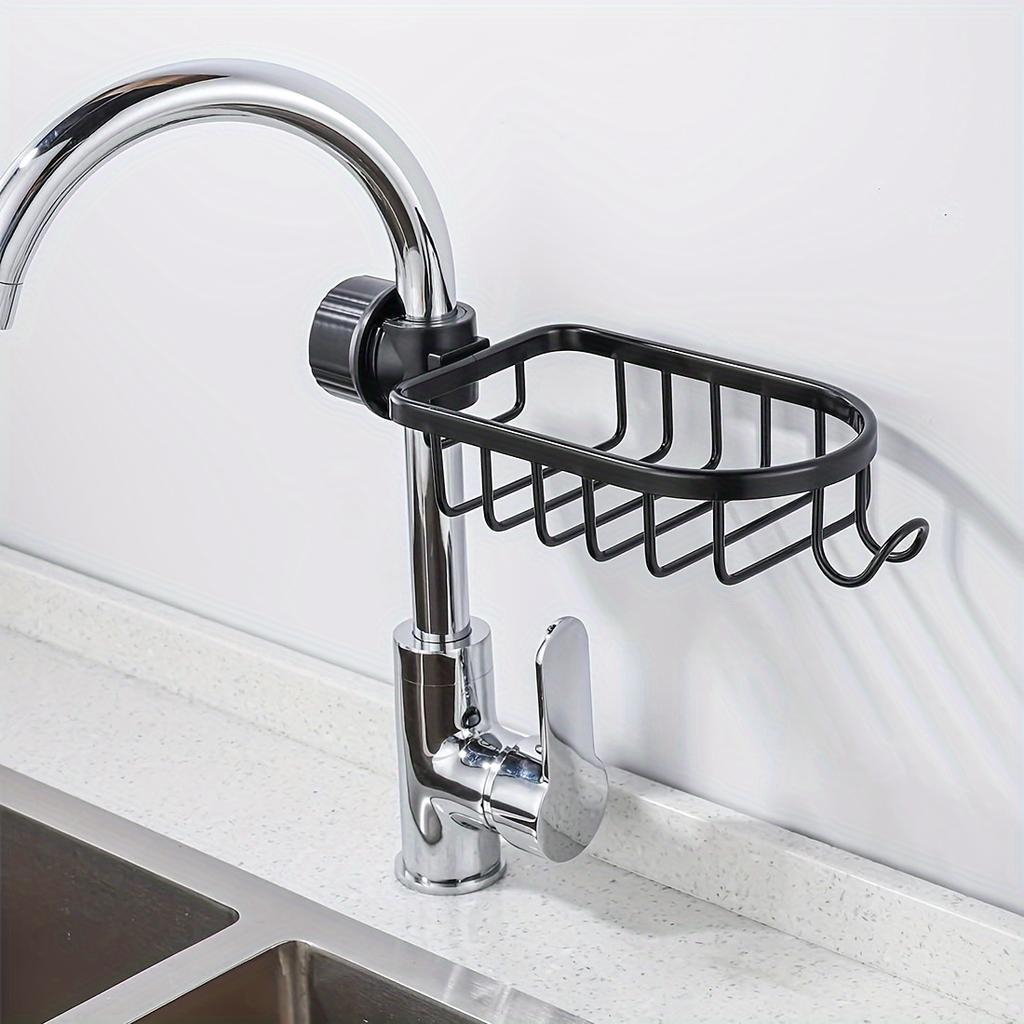 2pcs Adjustable Faucet Drainage BathroomSpace Aluminum Kitchen Sink Sponge Soap Drain Rack Bathroom Shower Storage Sundries Holder