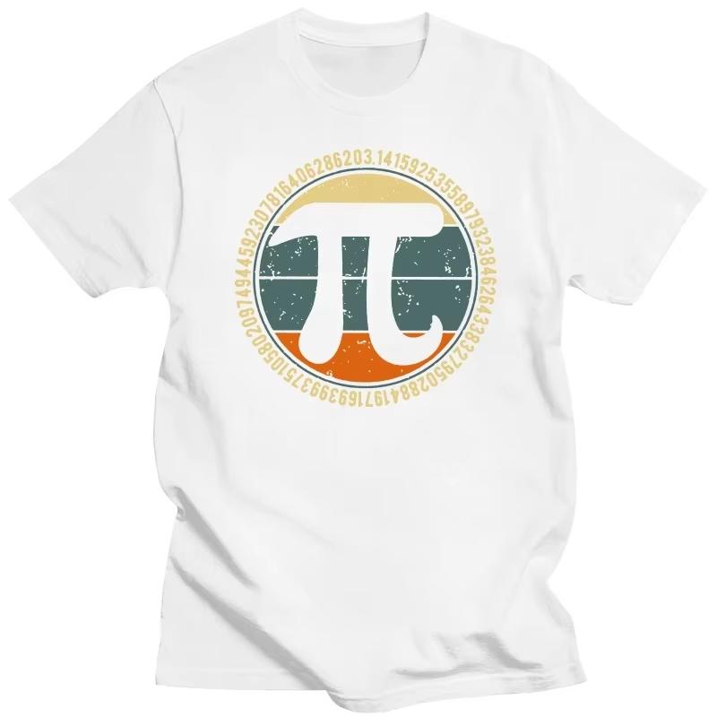 Vintage Retro Pi Tshirt Men Pure Cotton Urban Tshirt Short Sleeved Algebra Shirt Math Teacher Tee Tops Loose Fit Clothing
