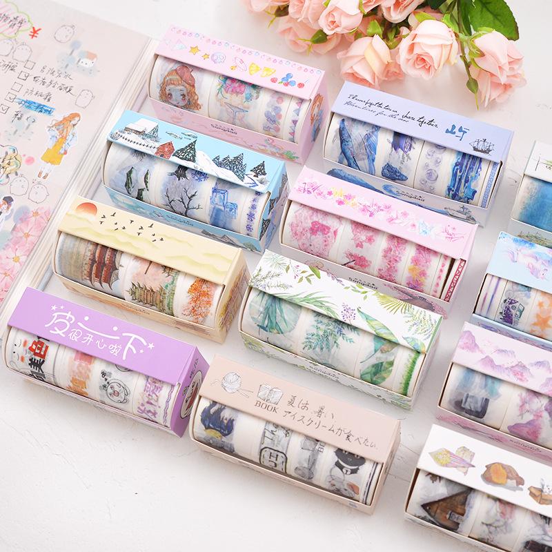 Beautiful Flower Anime Washi Tape Set 9cm Diy Decoration Scrapbooking Planner Masking Adhesive Tape Label Sticker Stationery