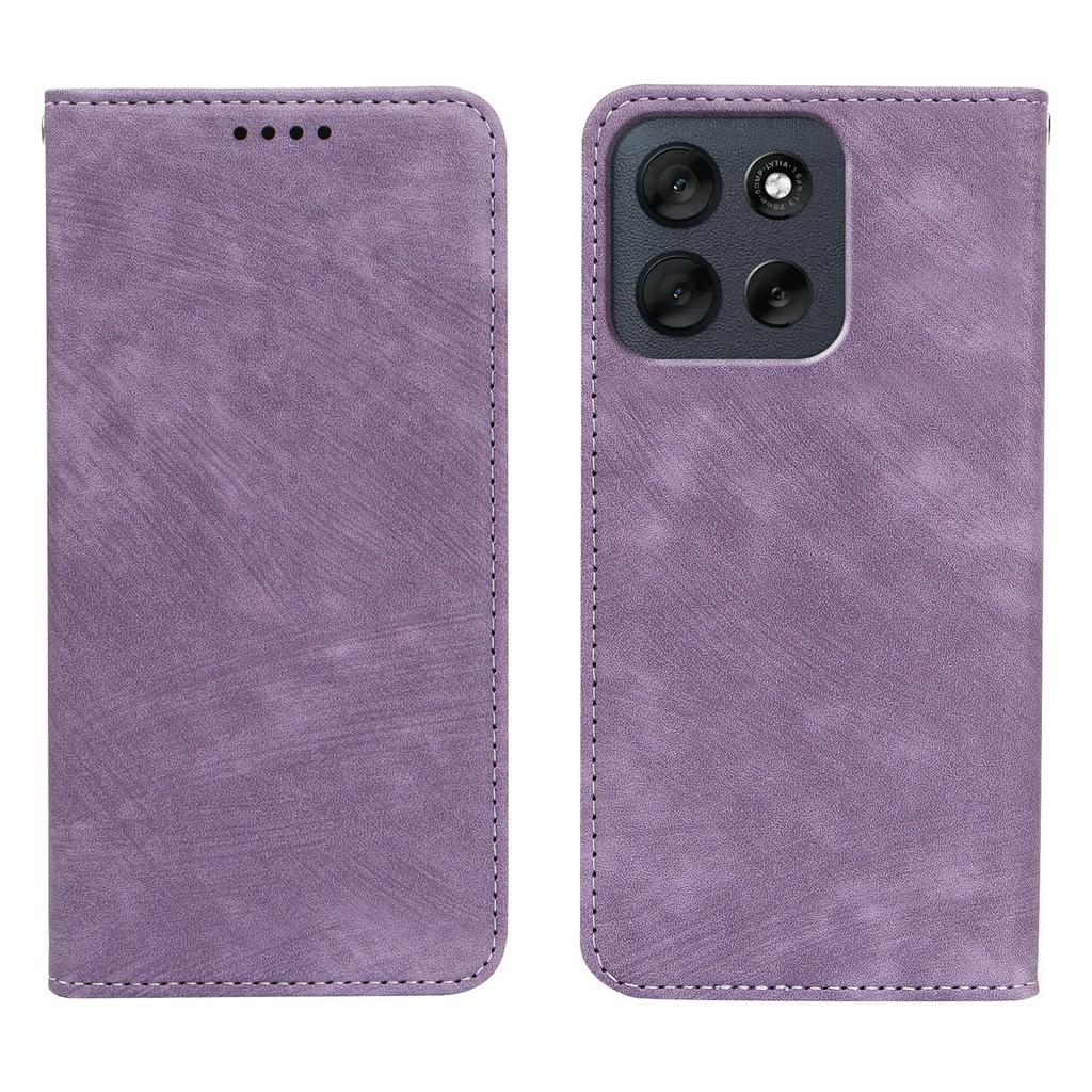 For Motorola Moto G56 5G Case Strong Magnetic Leather Wallet Phone Cover with Striped Texture