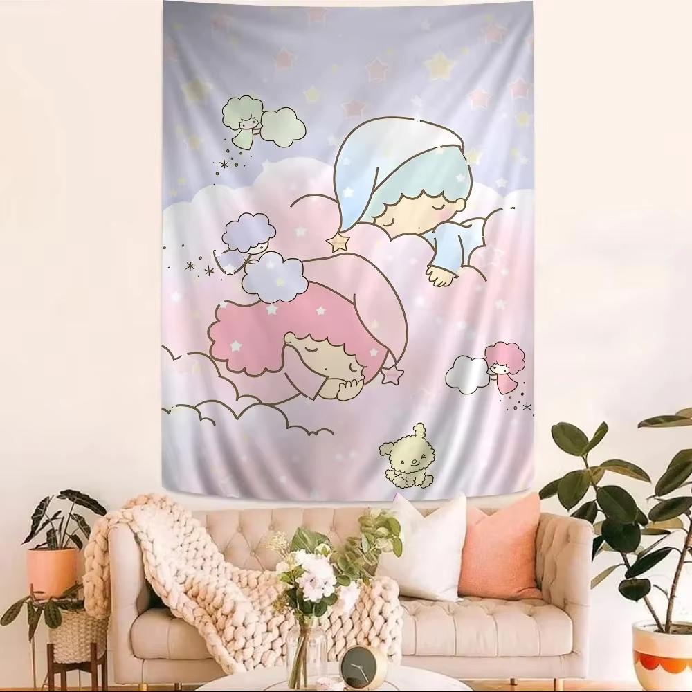 

Sanrio Gemini Twin Stars Цветной Гобелен Хиппи Цветок Декор Стены Комнаты в Общежитии 74x94cm(29x37in)