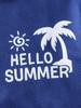 Boys' Two-Piece Vacation-Style Outfit: Short-Sleeve T-Shirt with Letter Print & Matching Casual Shorts Set (Spring/Summer Collection)