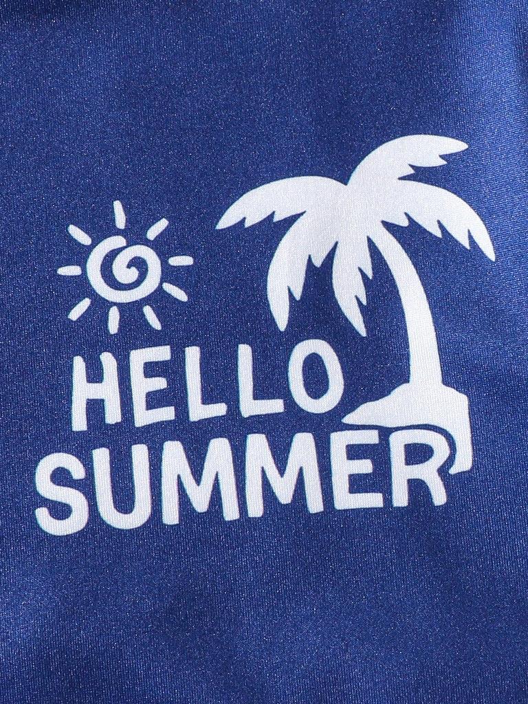Boys' Two-Piece Vacation-Style Outfit: Short-Sleeve T-Shirt with Letter Print & Matching Casual Shorts Set (Spring/Summer Collection)