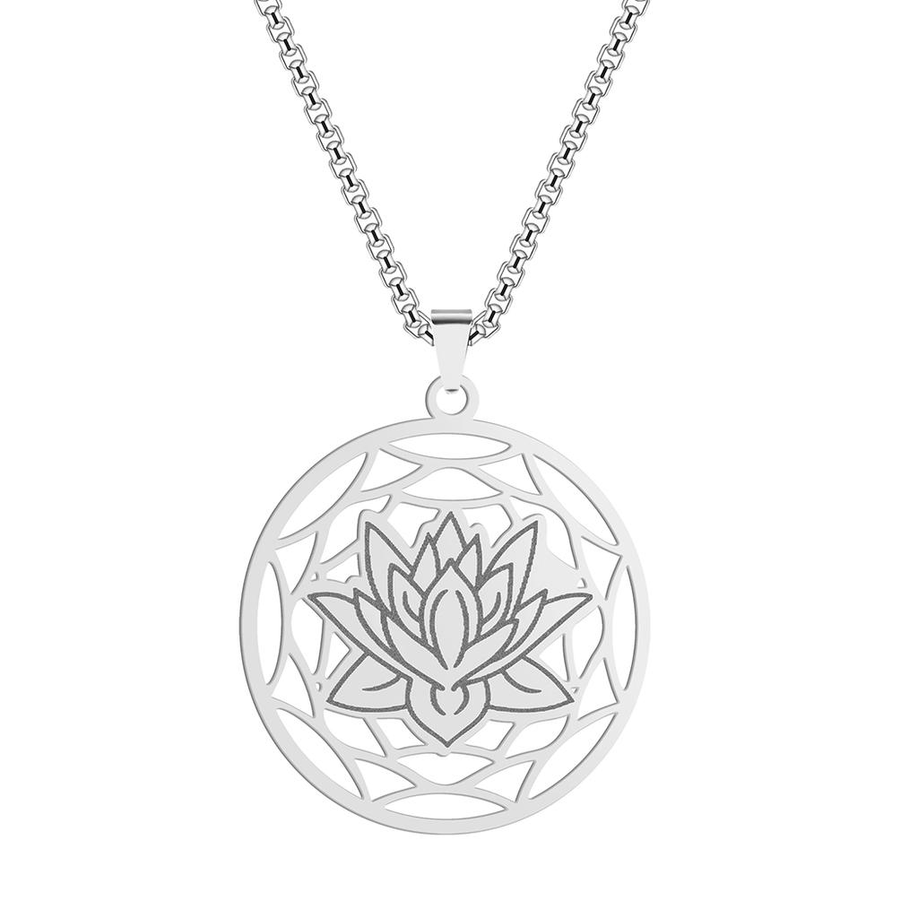 Kinitial Lotus Flower Pendant, Lotus Necklace Dainty Necklace For Women, Lotus Flower Jewelry, Lotus Jewelry,necklace