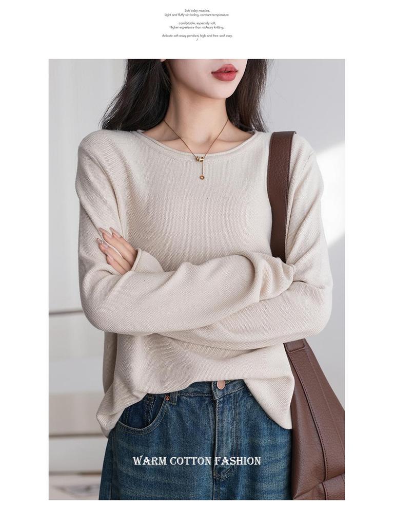 100% Reine Baumwolle Damen Strickpullover - Zart, Hautfreundlich, Lockere Passform, Übergröße, Frühling/Herbst Stil