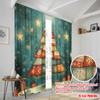 2 Stück, 2D-Flachdruck Vorhänge Rollos Weihnachtsbaum Sterne Geschenk (2) Polyester (ohne Stange) Urlaub für Schlafzimmer, Wohnzimmer
