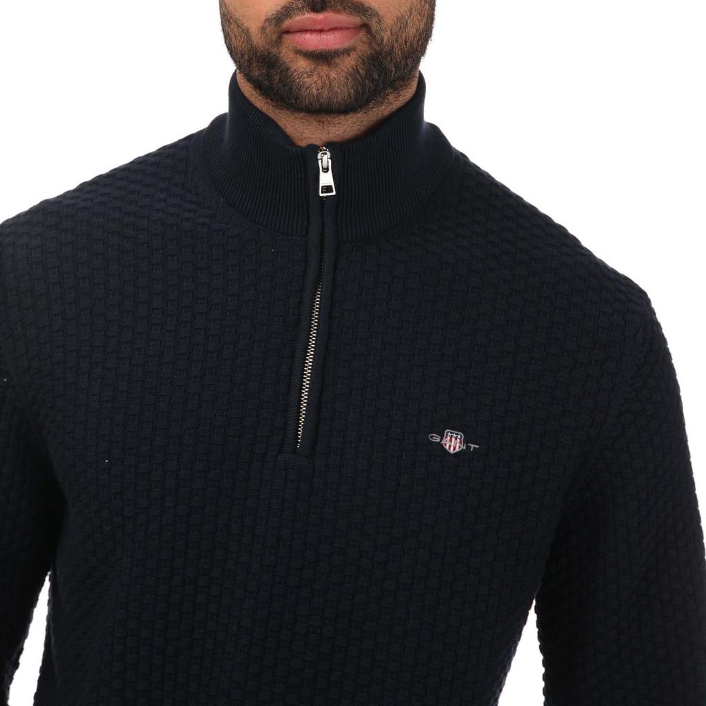 Gant Mens Textured Cotton Half Zip Jumper