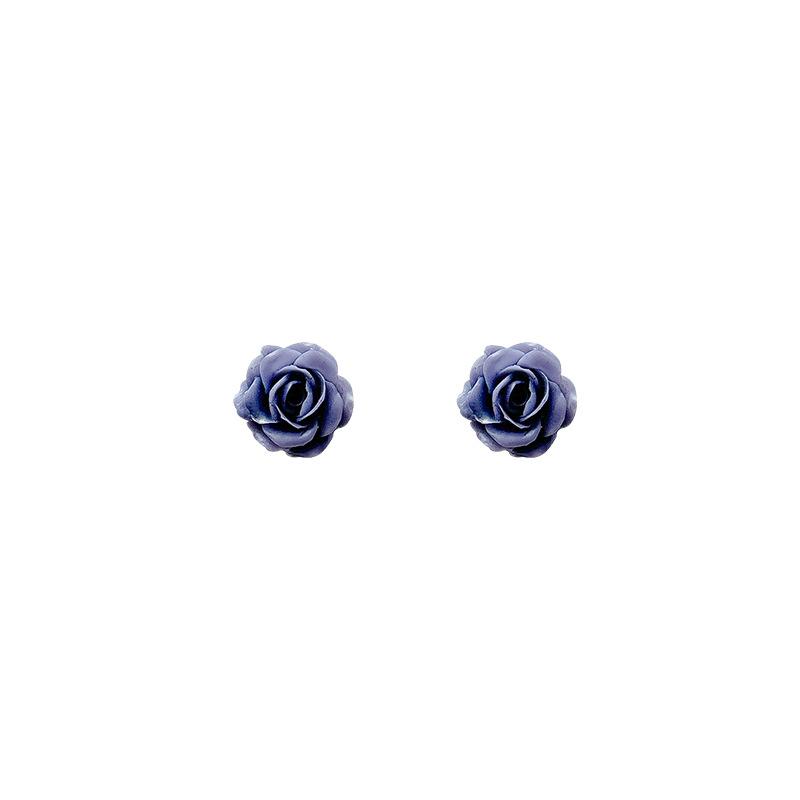 Dopamine Rose Flower Stud Earrings Women's Summer Small Earrings Design Sense Earrings